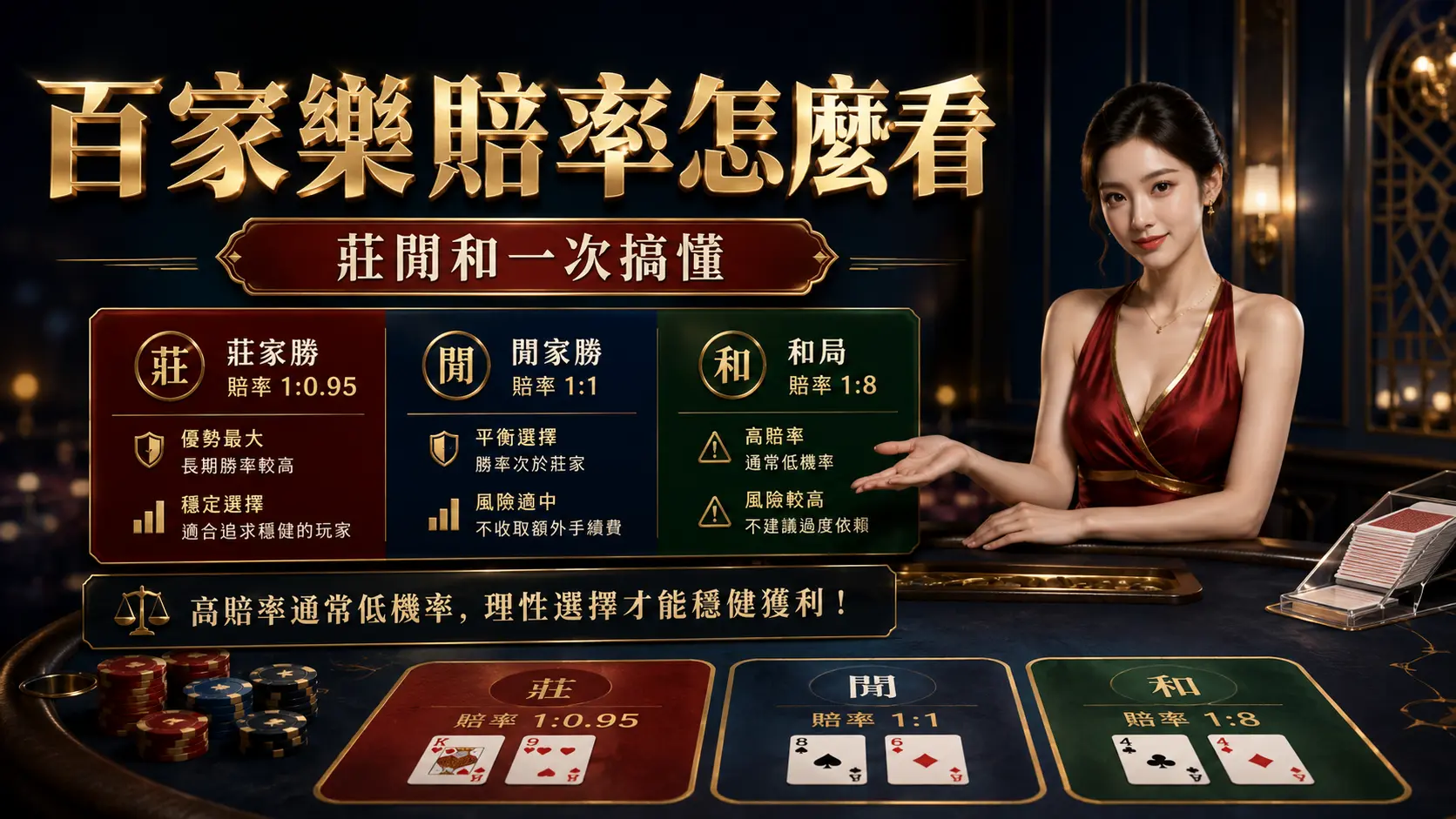百家樂各投注項目賠率表畫面