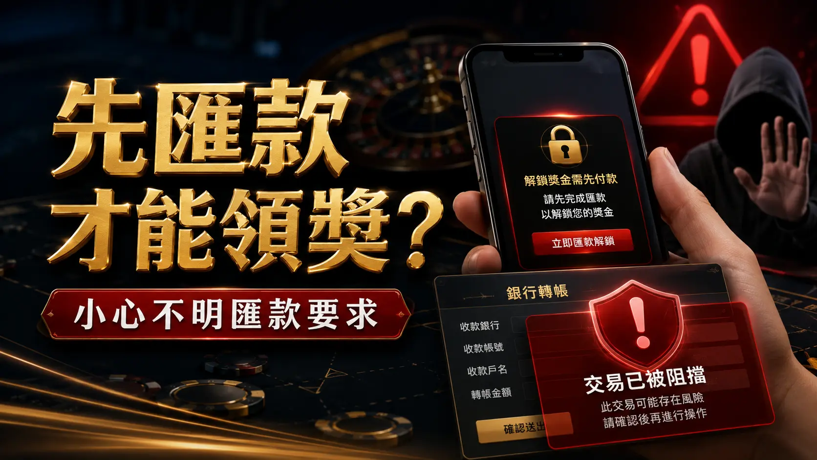 要求先匯款才能解鎖獎金的訊息畫面