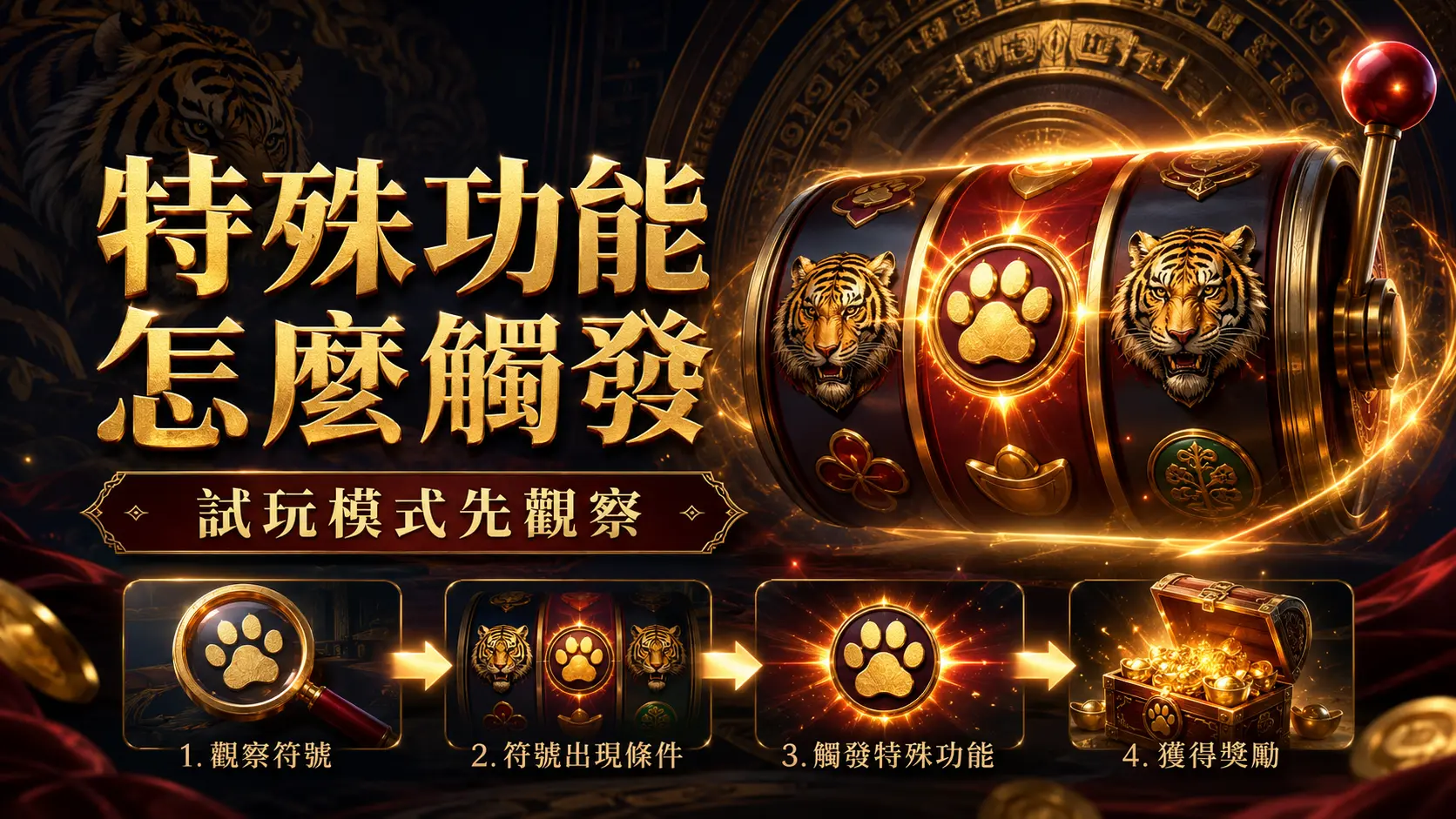 老虎機觸發特殊功能的遊戲畫面